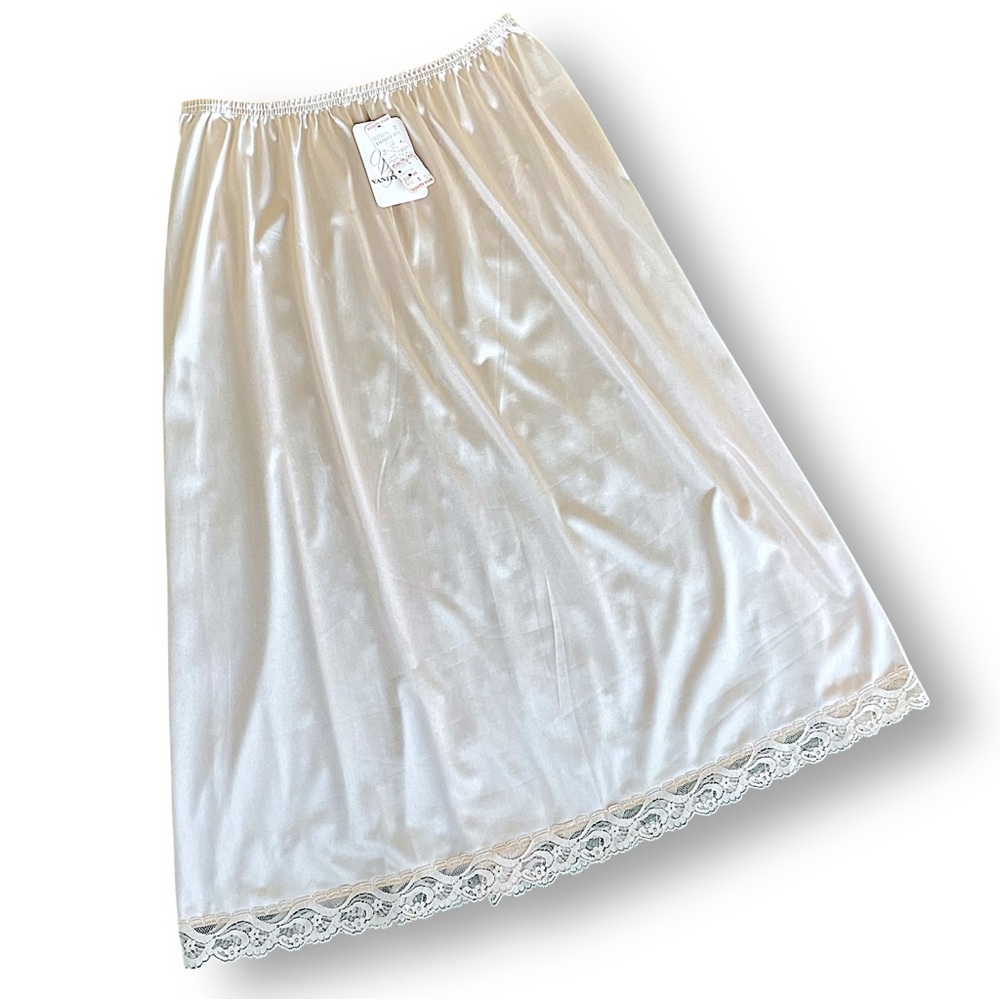 Vintage Vanity Fair Cream Satin Half Slip with Lace Trim